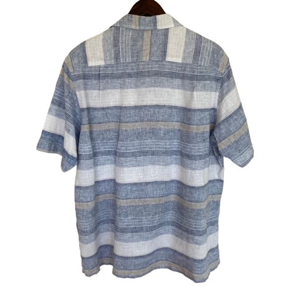 Tasso Elba Blue Striped Button Up - Large - Picture 2 of 5